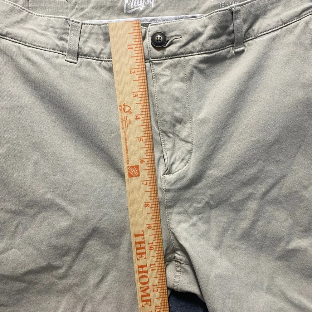 Mugsy Teddys Mens Khaki Chino Shorts Size 38 w/ 9 Inch Inseam Stretch K6SNLK Tan